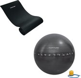 Tunturi - Fitness Set - Fitnessmat 160 x 60 x 0,7 cm - Gymball Zwart met Anti Burst 65 cm