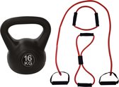 Tunturi - Fitness Set - Tubing Set Rood - Kettlebell 16 kg