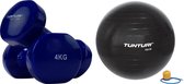 Tunturi - Fitness Set - Vinyl Dumbbell 2 x 4 kg  - Gymball Zwart 55 cm