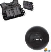 Tunturi - Fitness Set - Gewichtsvest 10 kg - Gymball Zwart 90 cm