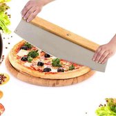 Decopatent® PRO Pizzasnijder RVS met houten handvat - Pizza Mes - Pizza snijder - Deegsnijder - Pizza verdeler wiegemes - Pizzames