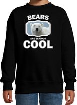 Dieren ijsberen sweater zwart kinderen - bears are serious cool trui jongens/ meisjes - cadeau witte ijsbeer/ ijsberen liefhebber 9-11 jaar (134/146)