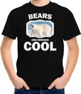 Dieren ijsberen t-shirt zwart kinderen - bears are serious cool shirt  jongens/ meisjes - cadeau shirt grote ijsbeer/ ijsberen liefhebber XL (158-164)