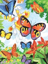 Kleuren op nummer  - Kleuren op nummer voor volwassenen - Kleurrijke vlinders bij bloemen 22.23x29.85cm