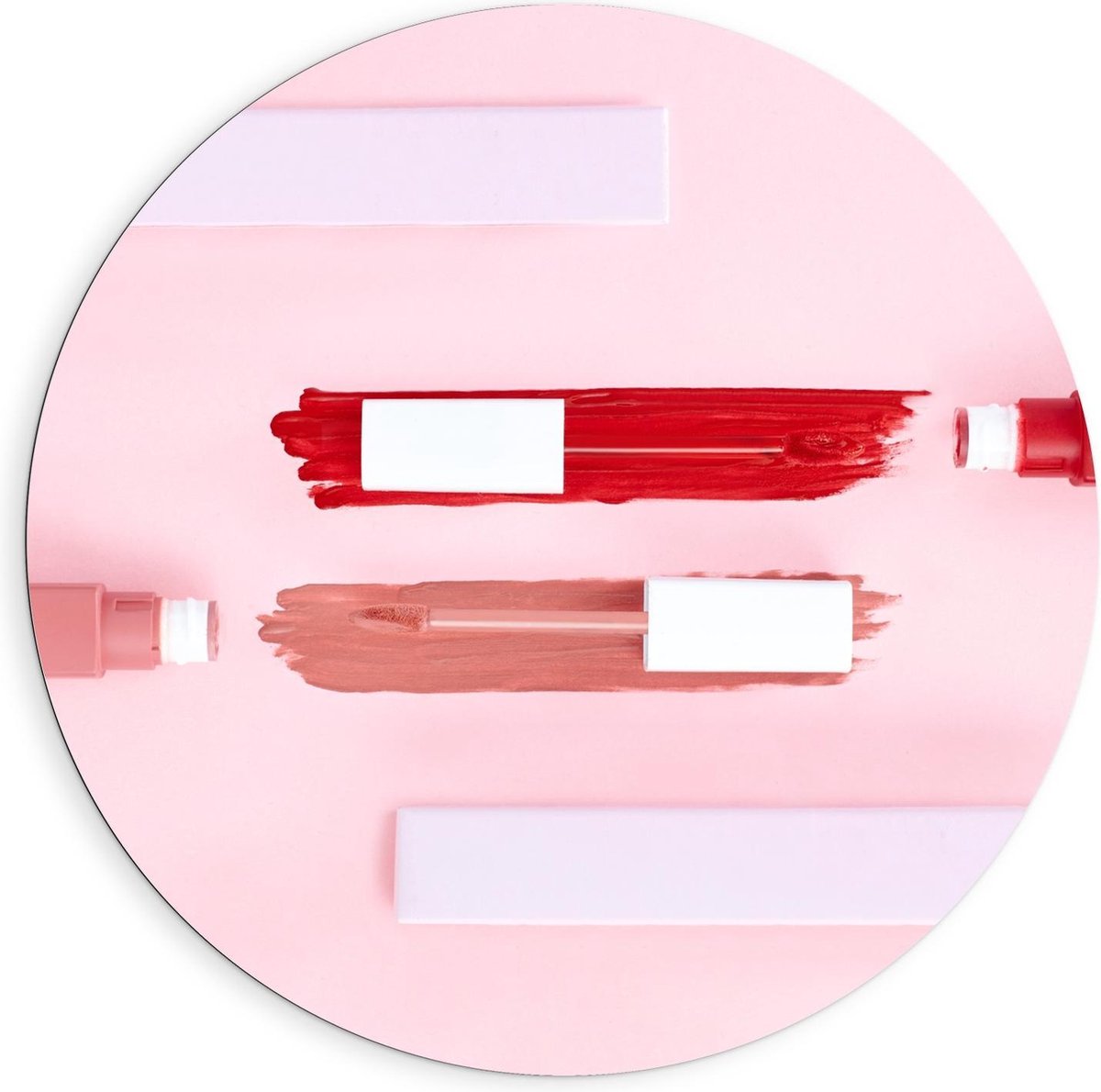 Dibond Wandcirkel - Lipproducten - 90x90cm Foto op Aluminium Wandcirkel (met ophangsysteem)