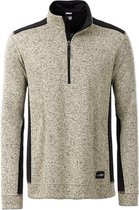 James and Nicholson Heren Gebreide werkkleding Fleece Half-Zip (Steenmelange/zwart)