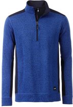 James and Nicholson Heren Gebreide werkkleding Fleece Half-Zip (Royal Blue Melange/Navy)