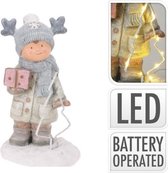 Jongen Met LED Figuur Kerstboom - Blauw