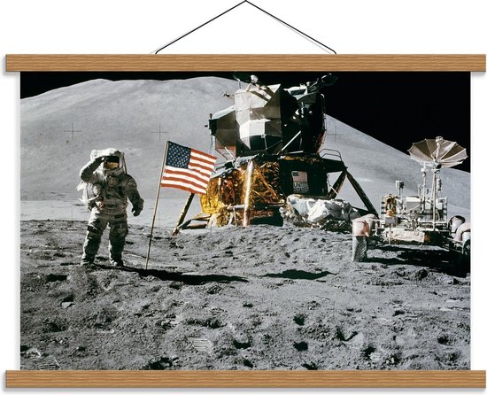 Schoolplaat – Astronaut in de Ruimte - 60x40cm Foto op Textielposter (Wanddecoratie op Schoolplaat)