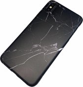 Apple iPhone Xs Max - Silicone marmer zacht hoesje Iris zwart - Geschikt voor