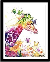Painting Expert® Schilderen op nummer Volwassenen - Schilderen op nummer Kinderen - Kleurrijke Giraf - 40x50cm - Exclusief Lijst (24 kleurtjes)
