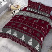 Dekbedovertrek Reindeer Red 100% katoen Flanel 2-Persoons - 200x200/220 cm + 2 slopen 60x70 cm