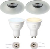 Pragmi Nora Pro - Inbouw Rond - Mat Wit - Ø82mm - Philips Hue - LED Spot Set GU10 - White Ambiance - Bluetooth - BSE