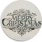 Forex Wandcirkel - ''Merry Christmas op Witte Achtergrond'' - 40x40cm Foto op Wandcirkel (met ophangsysteem)