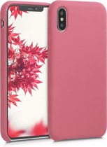 kwmobile telefoonhoesje voor Apple iPhone X - Hoesje met siliconen coating - Smartphone case in donkerroze