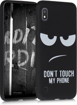 kwmobile telefoonhoesje geschikt voor Samsung Galaxy A10 - Hoesje voor smartphone in wit / zwart - Backcover van TPU - Don't Touch My Phone design