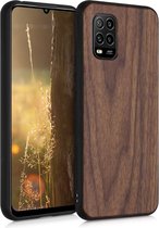 kwmobile telefoonhoesje geschikt voor Xiaomi Mi 10 Lite (5G) - Hoesje met bumper in donkerbruin - Backcover - walnoothout