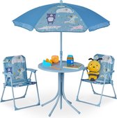 Relaxdays tuinset kinderen - kindertuinstoel - kindertafel - parasol - campingstoel kind - Dieren