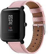 Leer Smartwatch bandje - Geschikt voor  Xiaomi Amazfit Bip bandje leer - roze - Horlogeband / Polsband / Armband