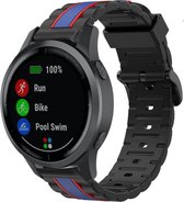 Siliconen Smartwatch bandje - Geschikt voor  Garmin  Vivoactive 4 Special Edition band - zwart/blauw - Horlogeband / Polsband / Armband