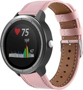 Leer Smartwatch bandje - Geschikt voor  Garmin Vivoactive 3 bandje leer - roze - Horlogeband / Polsband / Armband