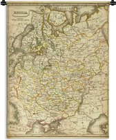 Wandkleed De wereld van toen in kaart - Vintage kaart van Rusland Wandkleed katoen 60x80 cm - Wandtapijt met foto