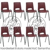 King of Chairs -Set van 8- Model KoC Samantha bordeaux met zwart onderstel. Stapelstoel kuipstoel vergaderstoel tuinstoel kantine stoel stapel stoel kantinestoelen stapelstoelen ku