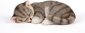Hamac Slapende Kat Tuinbeeld - 25,5 x 16 x 9 cm - Grijs