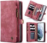 CaseMe Vintage Wallet hoesje Samsung S21 Ultra Rood