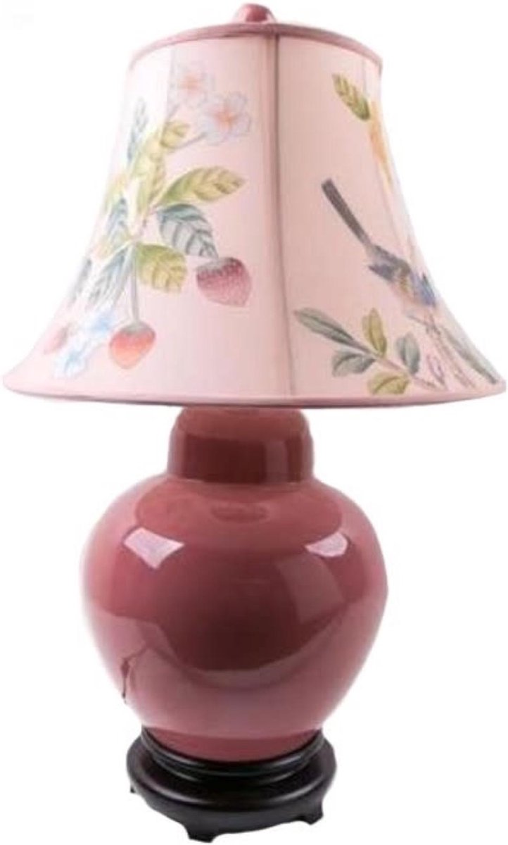 Fine Asianliving Chinese Tafellamp Porselein Handgeschilderde Kap Roze