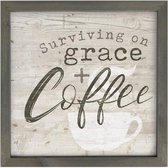 Muurdecoratie - 30,5 x 30,5 cm - Surviving on Grace and coffee - Christelijk, Bijbel