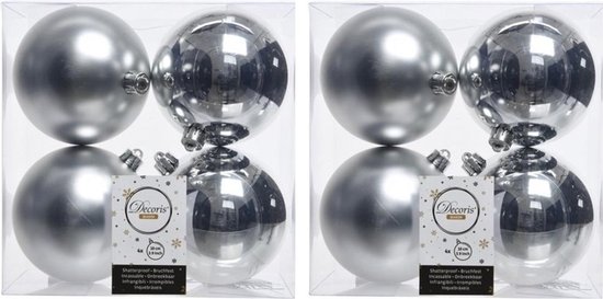 32x Zilveren kunststof kerstballen 10 cm - Mat/glans - Onbreekbare plastic kerstballen - Kerstboomversiering zilver