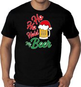 Grote maten Ho ho hold my beer fout Kerstshirt / Kerst t-shirt zwart voor heren - Kerstkleding / Christmas outfit 3XL