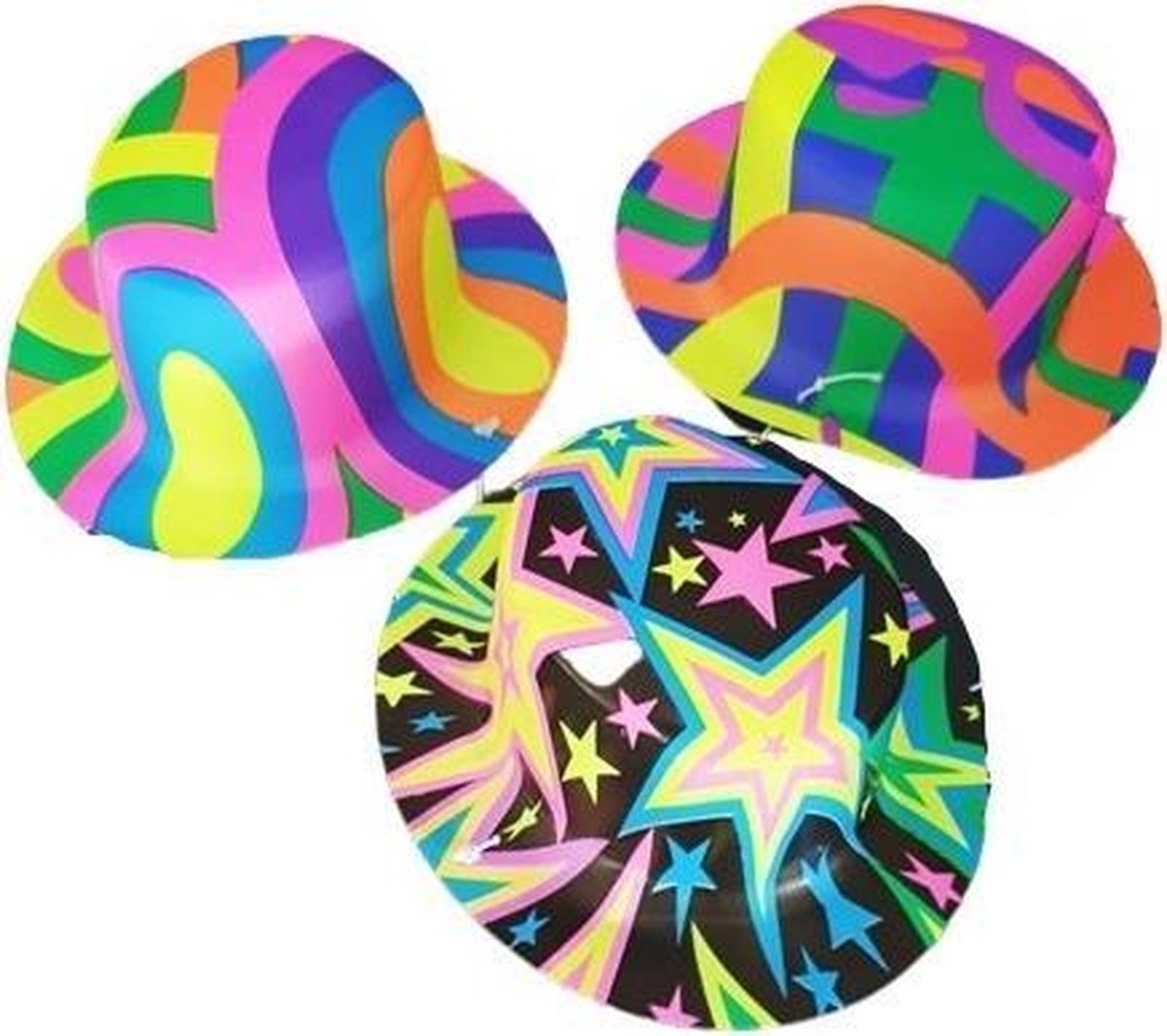 Free And Easy Feesthoedje 12,3 Cm Neon 3 Stuks
