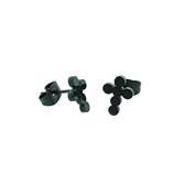 Aramat jewels ® - Oorstekers kruis staal zwart 10mm x 7mm