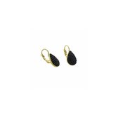 Oorhanger druppel kristal zwart chirurgisch staal goudkleurig 15mm x 11mm