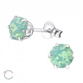 Aramat jewels ® - Zilveren oorbellen rond swarovski elements kristal 6mm opaal zeegroen