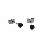 Aramat jewels ® - Zweerknopjes bolletje zwart zilverkleurig chirurgisch staal 4mm