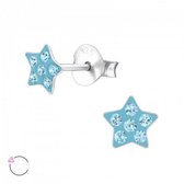 Aramat jewels ® - Oorstekers sterling zilver ster 5mm swarovski elements kristal blauw
