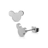 Aramat jewels ® - Oorbellen Mickey mouse zweerknopjes zilverkleurig chirurgisch staal 8mm