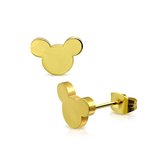 Aramat jewels ® - Oorbellen mickey mouse zweerknopjes goudkleurig chirurgisch staal 8mm