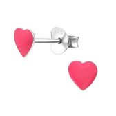 Aramat jewels ® - 925 sterling zilveren oorbellen hart donker roze