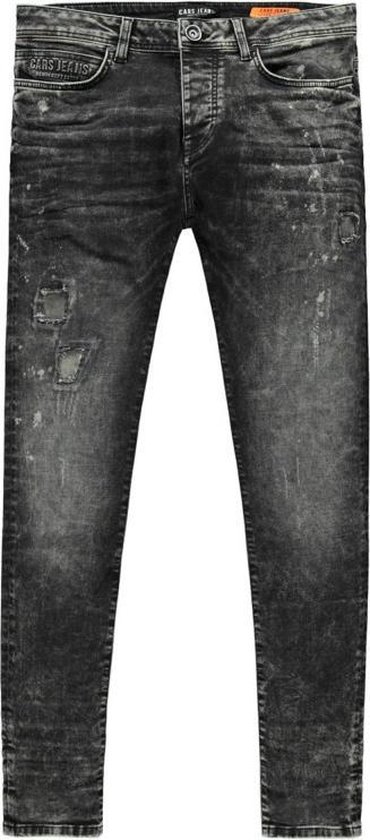 Cars Jeans Aron Super Skinny 72828 41 Damaged Black Mannen Maat - W27 X L34