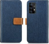 iMoshion Luxe Canvas Booktype Samsung Galaxy A72 hoesje - Donkerblauw