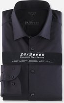 OLYMP Level 5 24/Seven body fit overhemd - marine blauw tricot - Strijkvriendelijk - Boordmaat: 46