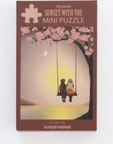 Vissevasse mini puzzel volwassenen - zonsondergang - 10 x 13 cm