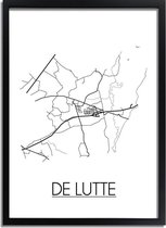 De Lutte Plattegrond poster A2 + Fotolijst Zwart (42x59,4cm) - DesignClaud