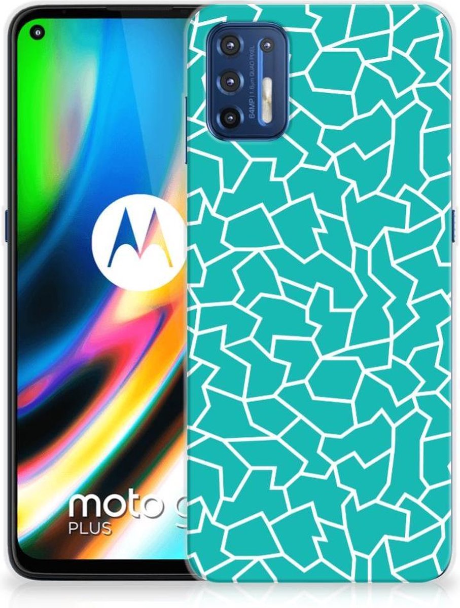 Motorola Moto G9 Plus Hoesje maken Cracks Blue