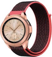 Nylon Smartwatch bandje - Geschikt voor  Samsung Galaxy Watch 42mm nylon band - zwart/rood - Horlogeband / Polsband / Armband