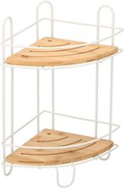 Étagère d'Angle Salle de Bain Bain & Shower - 36 x 20 x 20 cm - Métal et Bamboe - 2 Étagères